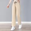 Women's Stylish High-Waist Ice Silk Wide-Leg Pants - Summer, Lightweight, Drapey, Middle-Aged Style