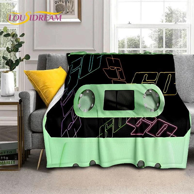 Padrão de Fita Cassete de Música Retrô Manta 3D, Manta Macia para Casa Quarto Cama Sofá Piquenique Viagem Escritório Cobertura Manta Criança