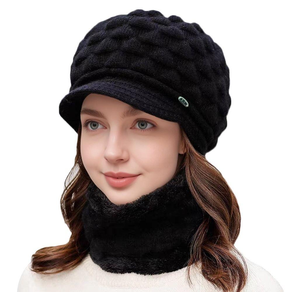 Ear Protection Beret Hat Wool Duck Tongue Cap Casual Knitted Wool Hat for Women