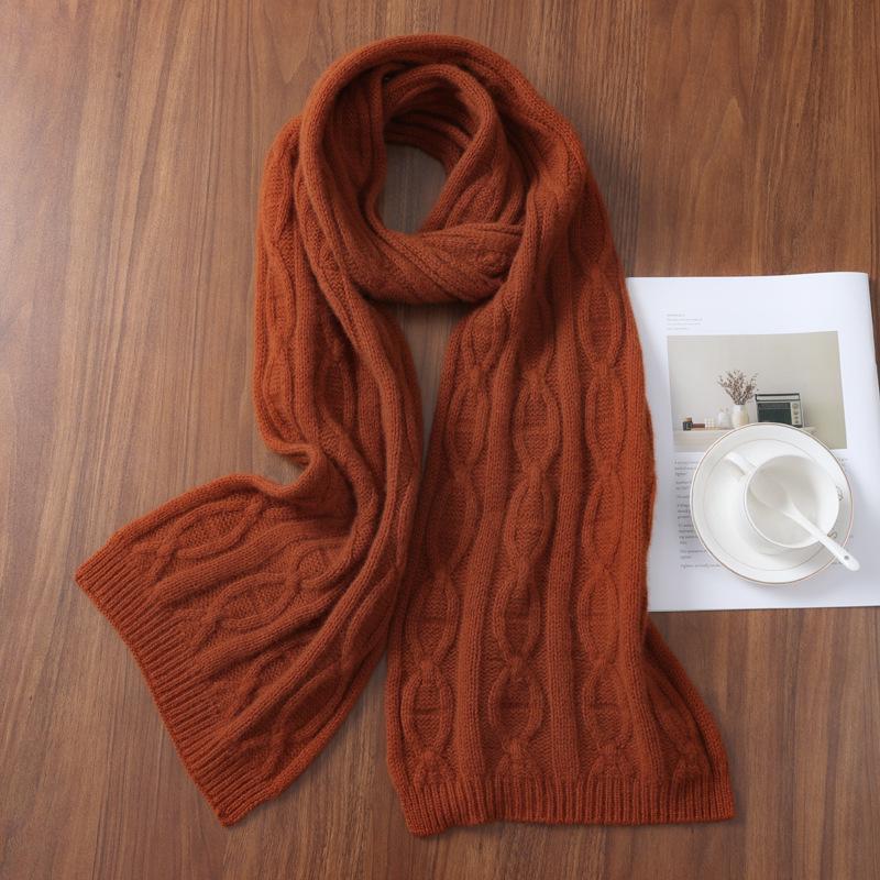 Autumn & Winter Pure Wool Scarf - Versatile Couple Style with Subtle Pig Nose Texture Cashmere Neck Warmer Shawl.