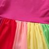 Rainbow Mesh Long Sleeve Dress for Girls - Autumn/Winter Princess Skirt