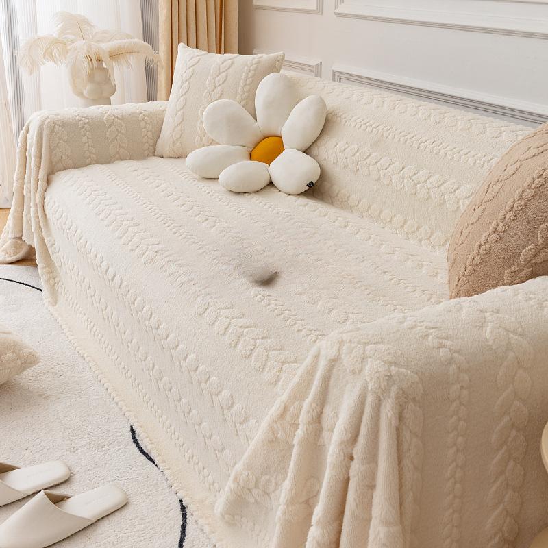 Anti-Scratching Sofa Cover Cloth Ins Style Sofa Towel Winter Plush Sofa Cover All-Inclusive Universal Sofa Cover Full Covered