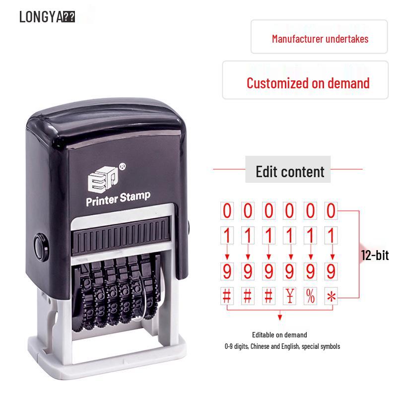 Verstellbarer 3mm Digitalstempel: Selbstfärbender, Klappdeckel-Rollenstempel mit automatischer Ölung und anpassbarer Nummernkodierung