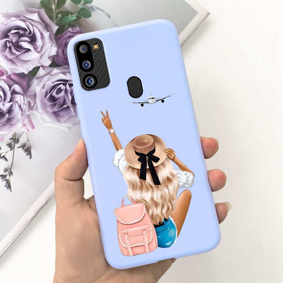For Samsung Galaxy M21 2021 Case Cute Cat Fashion Girl Soft Silicone Cover For Samsung M21 2021 SM-M215G Bumper Phone Case Funda