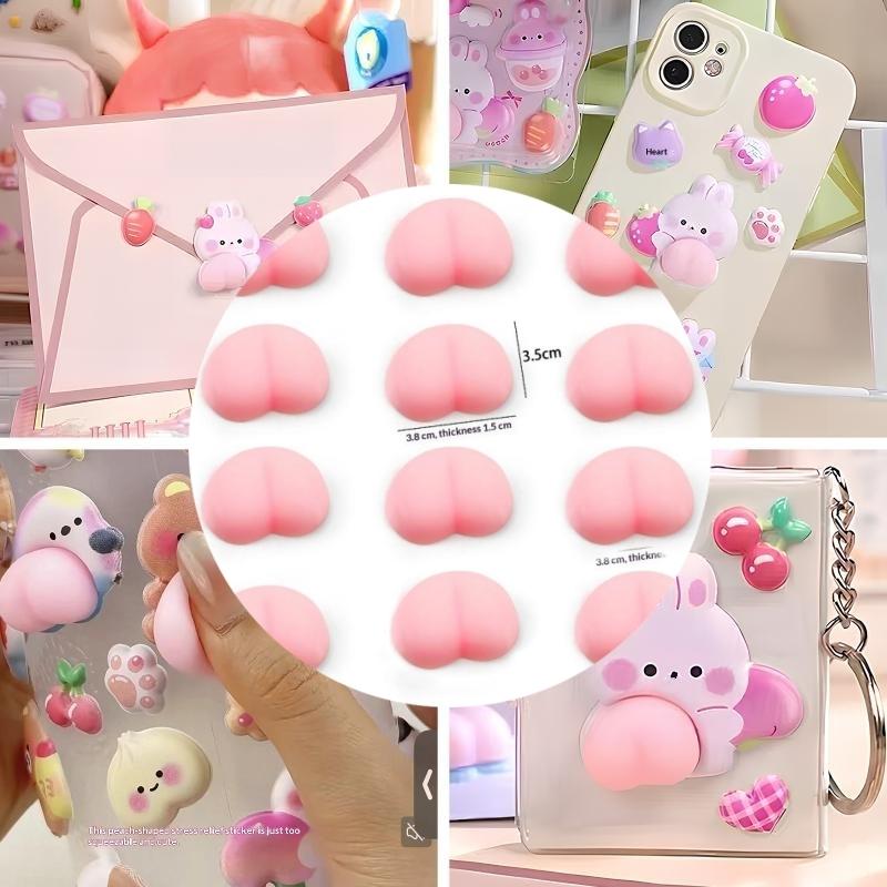10Pcs Funny Peach Buttocks Stickers Soft Pinched Decompression Toy Decals For Phone Notebook Laptop Diy Stickers Accessories
