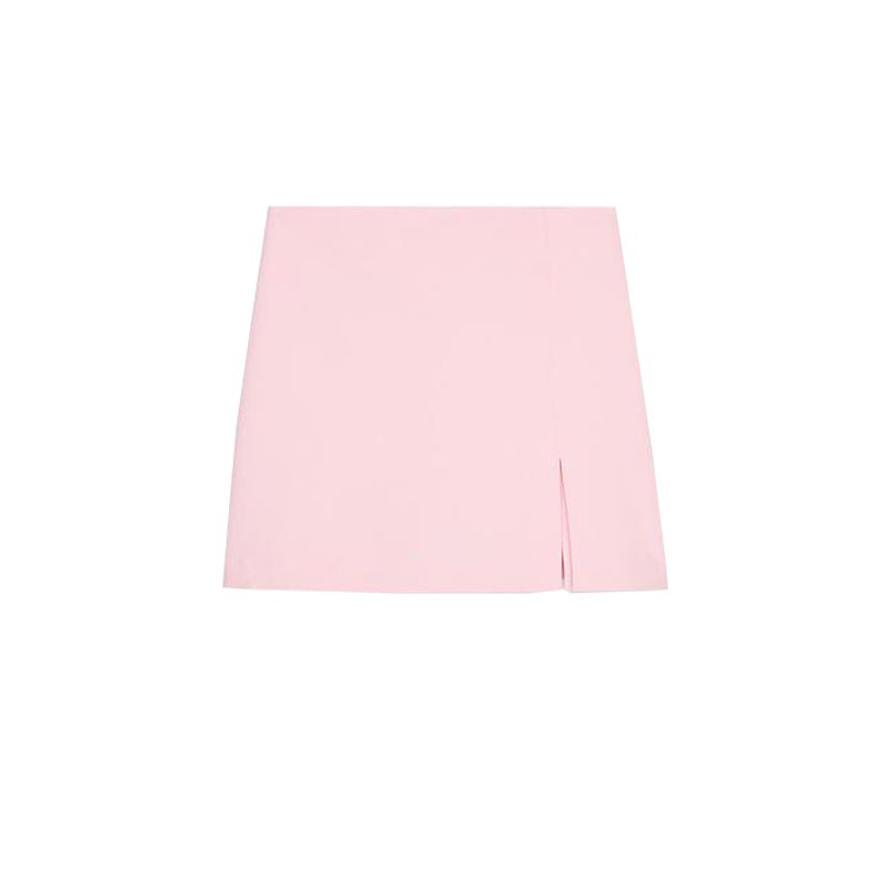 Spring and Summer New Women's Clothing Fashion Wind Minimalist Easiest for Match High Waist Slit Hemline at Hem Design Short Pantskirt 1608041