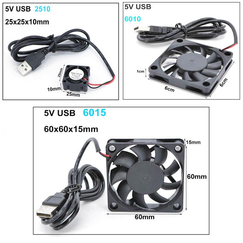 DC 5v USB 2510 8010 6010 6015 6025 6CM 8CM 60x60x25mm 80x80x10mm Power Cooling Case Fan For Receiver DVR Xbox Router