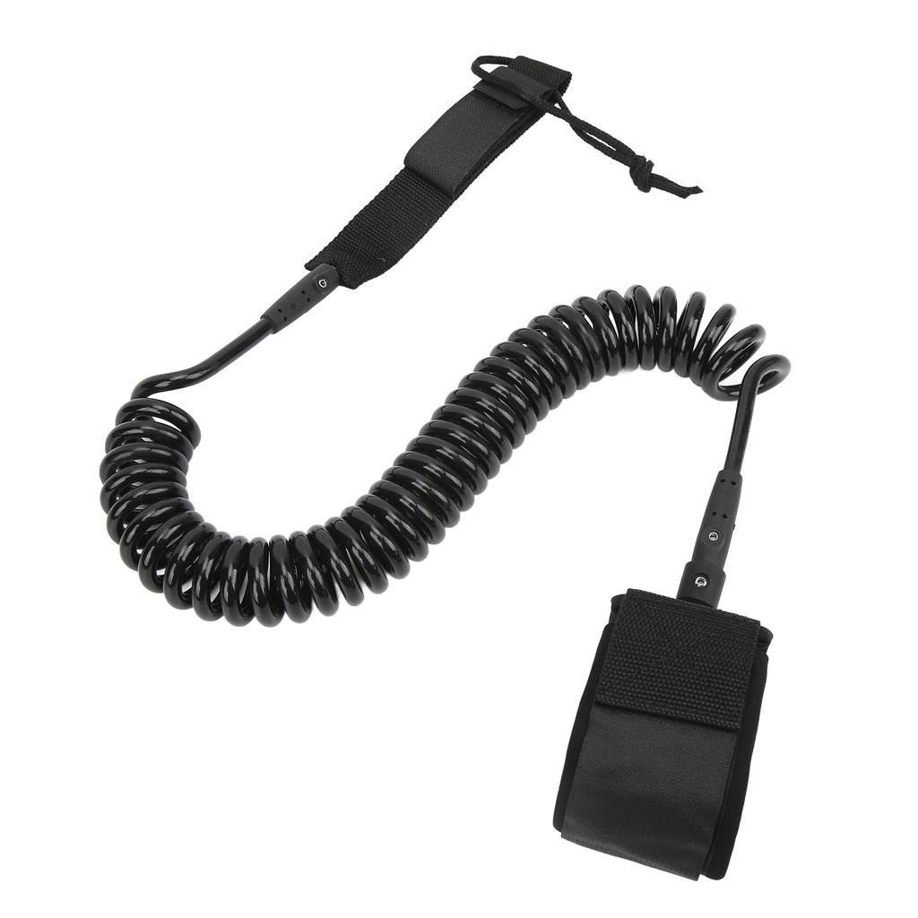 Surfboard Leash High Elasticity TPU Black Adjustable Coiled Surfing Leg Rope for Paddleboards