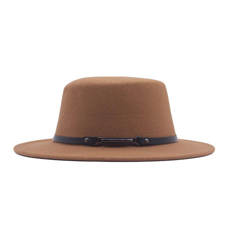 New women's flat-top woolen hat, men's autumn and winter thermal hat, jazz hat, British retro top hat