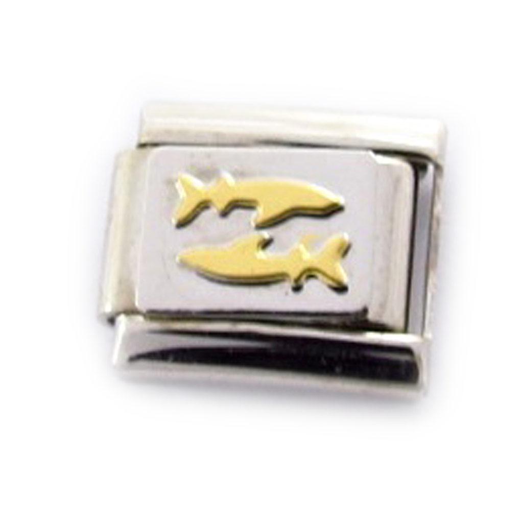 Les Trésors De Lily [C9698] - 'Pisces Zodiac' Gold Mesh