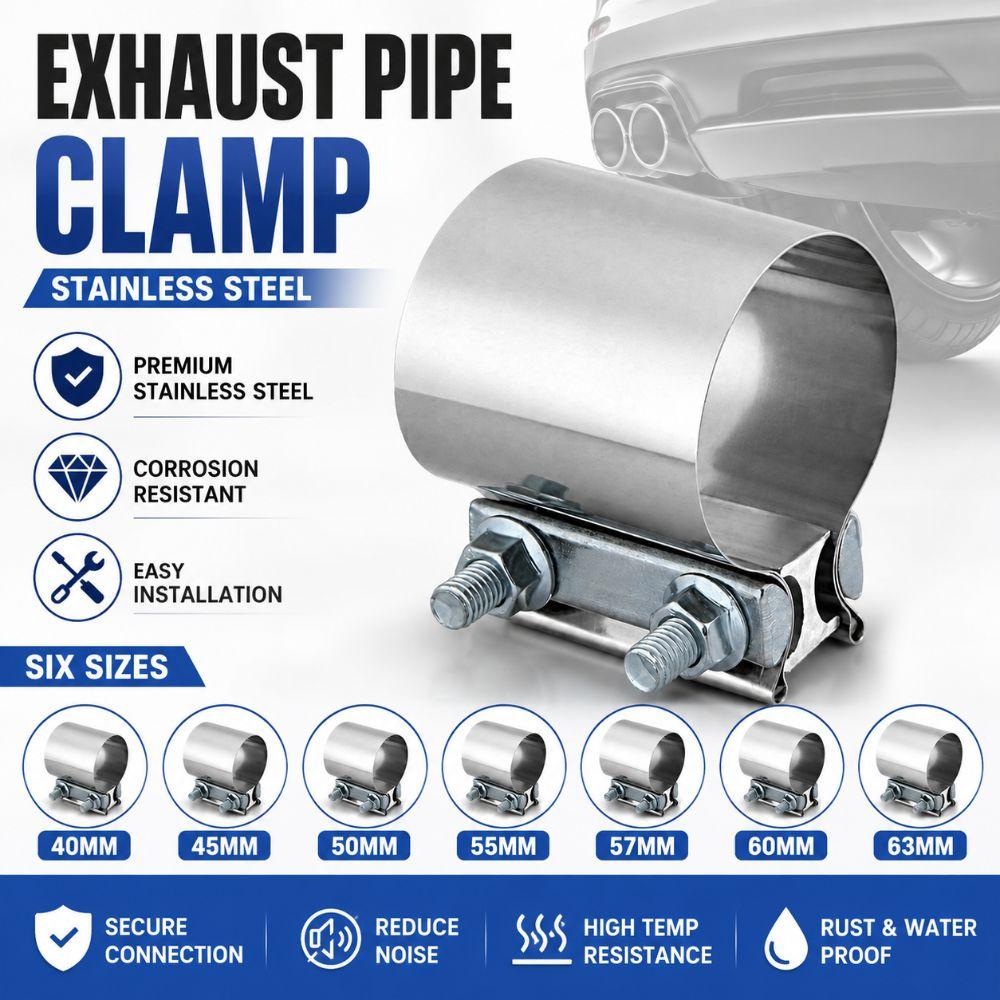 40/45/50/55/57/60/63mm Pipe Connection Hoop Stainless Steel Exhaust Clamp  Car Exhaust System