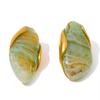 Yhpup Nuevo Diseño Marrón Verde Beige Resina Geométrica Anillo Ajustable Acero Inoxidable PVD Dorado Resistente a la Corrosión Joyería para Dedos Regalo