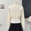 French Floral Lace Patchwork Waist Slimming Versatile Base Layer Knit Top Cropped Sweater Women