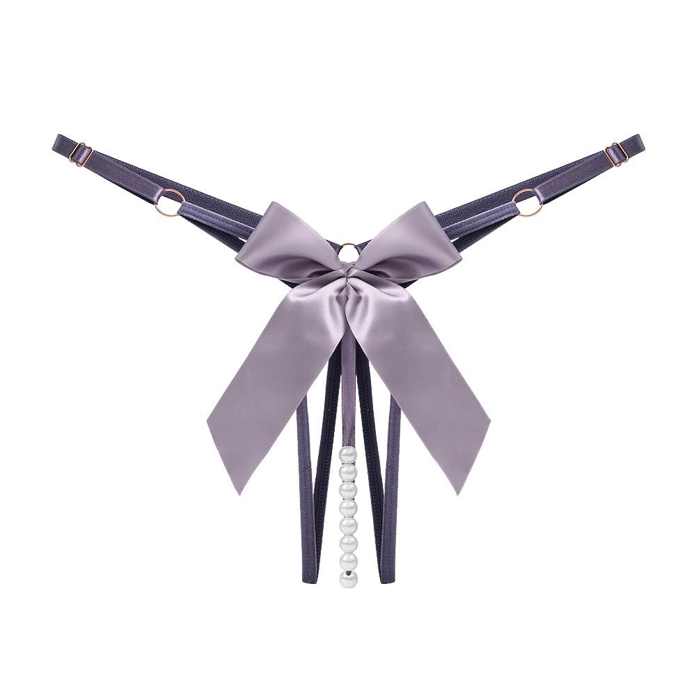 Pearl Sexy Hollow Out Thongs Bow Women's Briefs Underwear Lace G-String  Women