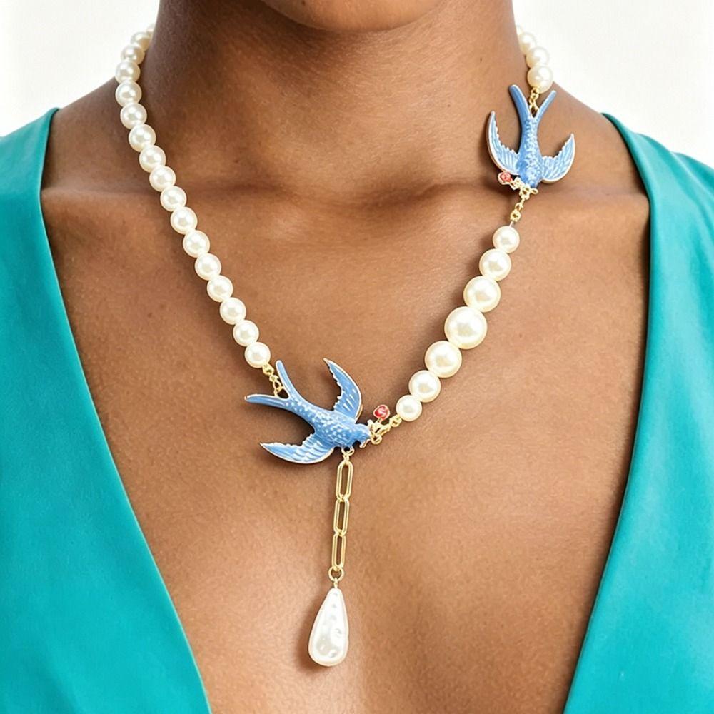 Beads Woven Baroque Pearl Necklace Animal Geometric Earrings Fashion Women's Jewelry Set Gift