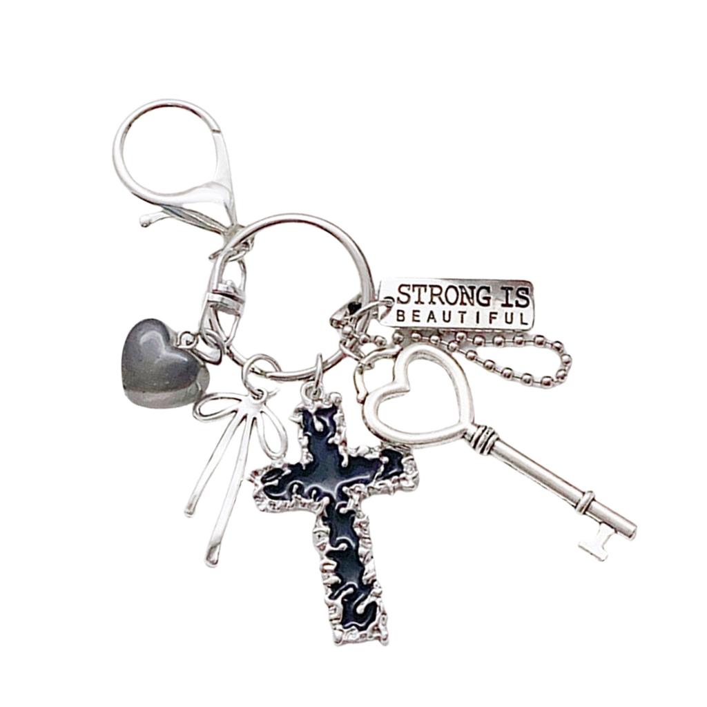 Fashion Heart Lock Bows Keychain Fashion Alloy Metal Keyring Unique Handbag Charm Decoration for Men and Women