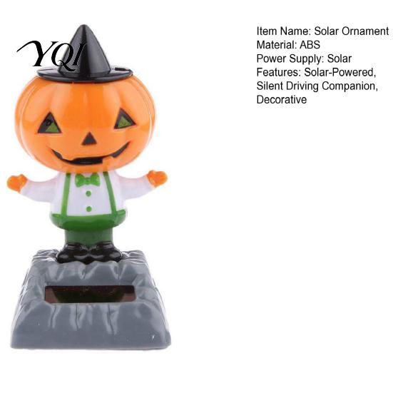 Lively Halloween Car Interior Decor Solar Dancing Pumpkin Doll, Dashboard Decoration, Spooky Ghost No Battery Required Gadgets Figurine Shaking