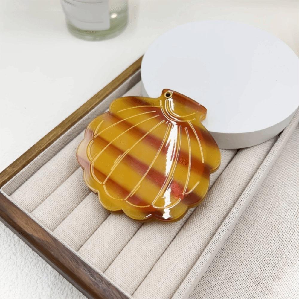 Espejo de Maquillaje Portátil Forma de Concha Plegable Espejo Cosmético de Ácido Acético de Mano Ligero Pequeño Espejo para Mujeres Niñas
