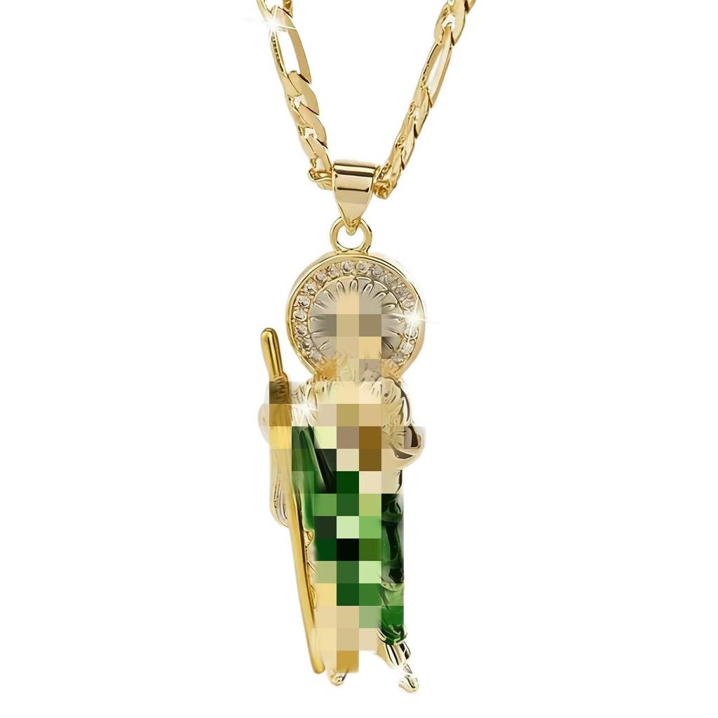 European & American Gold-Plated Saint Jude Pendant Necklace - Unisex Statement Collarbone Chain.