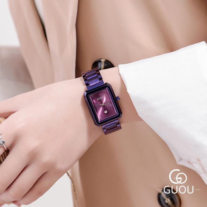 

Ретро мода прямоугольные часы для рабочего места темперамент новый календарь кварцевые водонепроницаемые часы