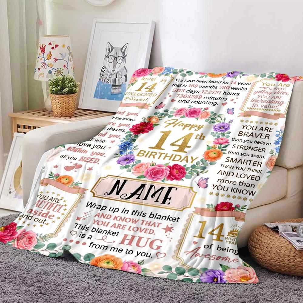 14Th Birthday Celebration Blanket Comfortable Texture For Sofa Couch Office Bed Picnics Allseason Use Cozy Home Lovers Ideal Gift For Birthday