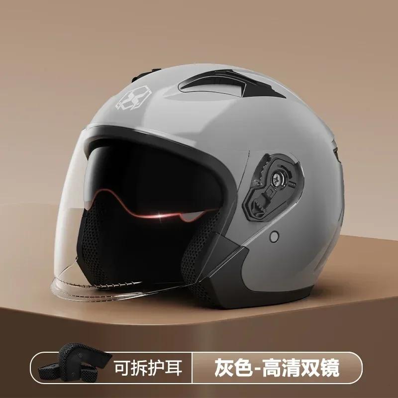 Motorcycle 3/4 Half Helmet Eye And Face Protection Dual Lens Comfortable Detachable Lining Ventilation Open Face Helmet