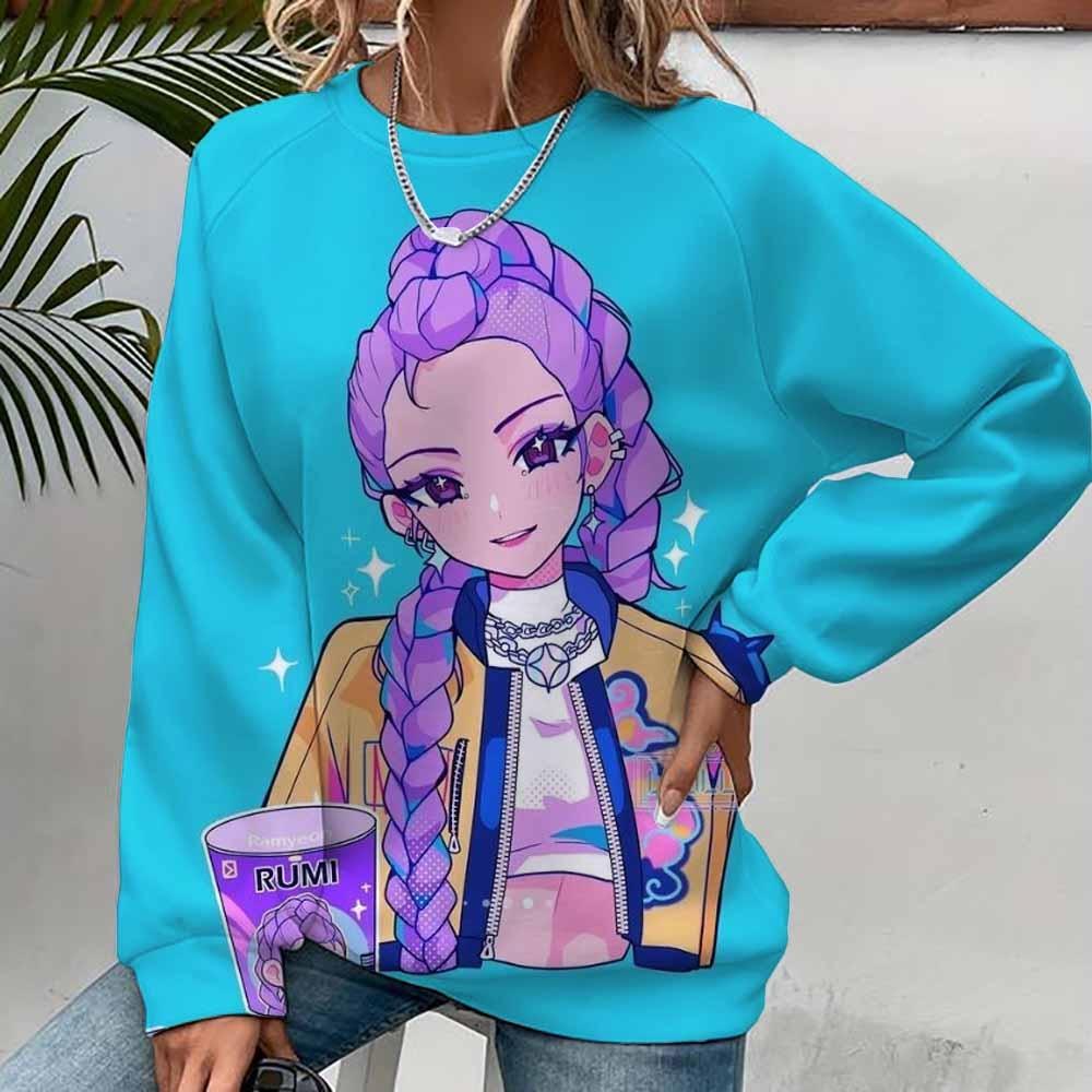Modă Nouă Mânecă Lungă Gât Rotund Anime K-Pop Vânătorii de Demoni Hanorac Imprimat Sweatshirt Street Wear Femei Sweatshirt Huntrix Kpop