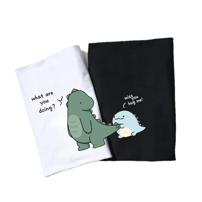 2022 Trendy Summer French Dinosaur Couple T-Shirt - Women's Plus Size, Short Sleeve
