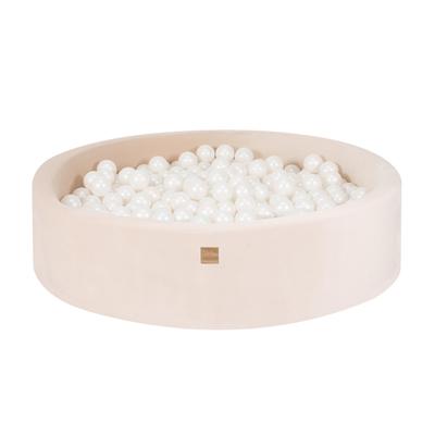 Foam Ball Pit for Baby Round Kids Ball Pool with 300 Balls, 120x30cm, Cream, Velvet