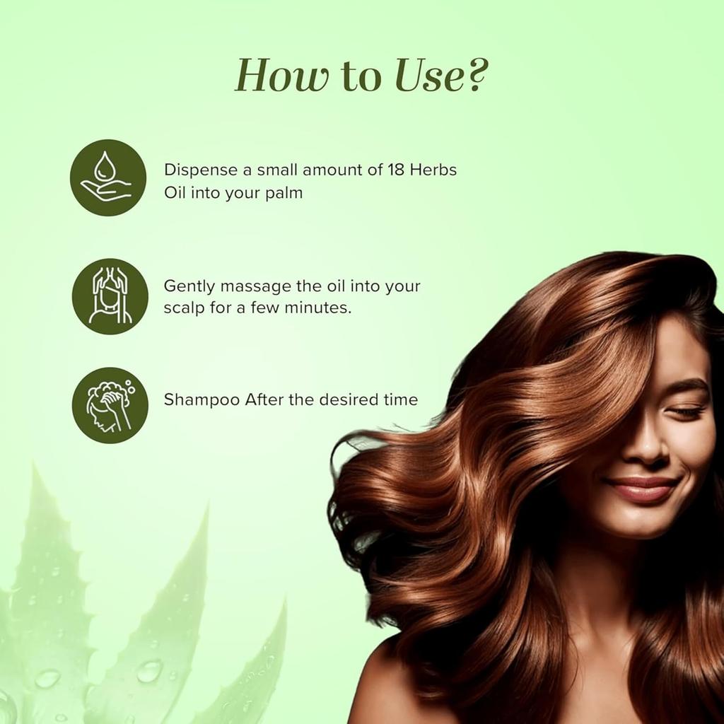 Khadi Natural Ayurvedic 18 Herbs Hair Oil For Dry Scalp Care And Hair Strength Suitable For All Hair Types 210 ml