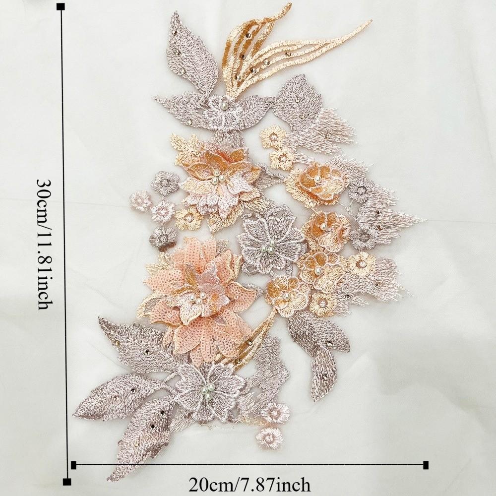 Delicate Flower Embroidered Patches Three-dimensional Clothes Patches  Wedding Dress