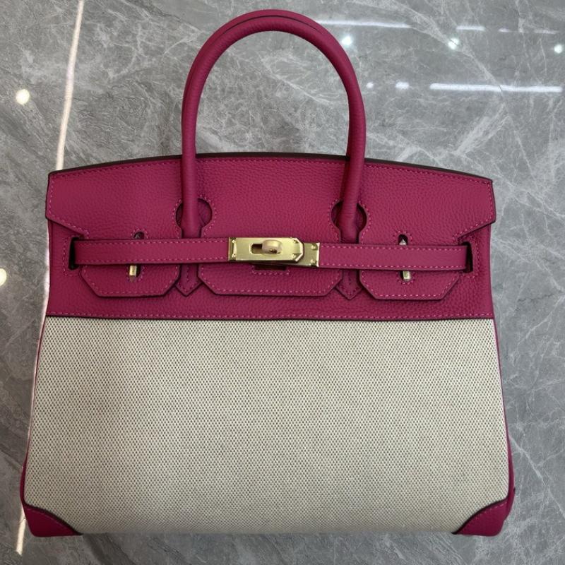 Erste Schicht aus Rindsleder mit Litschi-Muster mit Leinwand-Platin-Tasche 25-30CM (H02 Stoff BK)