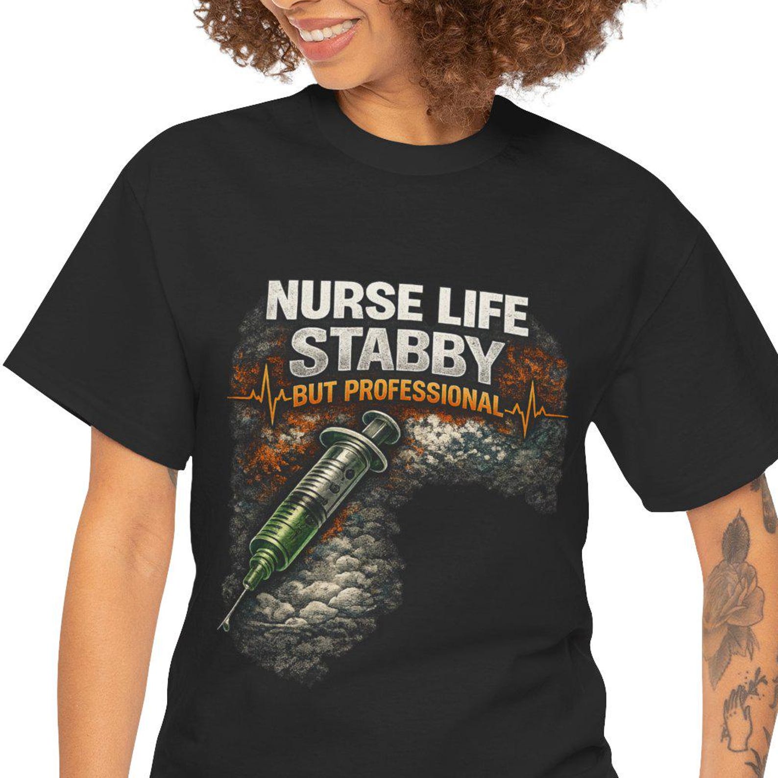 Nurse Life Stabby But Professional T-Shirt | Nurse Syringe Medical Tee 3XL