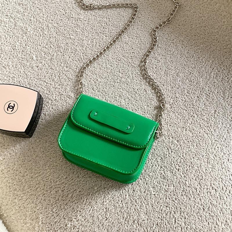 Silver bag mni shoulder minimalist style small square bag cute leather lipstick messenger chain bag female