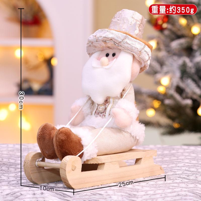 New Christmas decorations Christmas creative champagne sleigh old man snowman tabletop doll ornament sitting doll