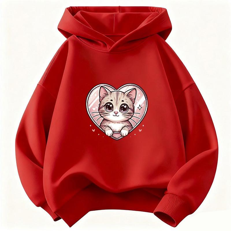 kawaii Hooded Cat Cute Hoodie Cat Children's Sweatshirt Cute Harajuku Hoody for Boys Girls Autumn Winter Casual