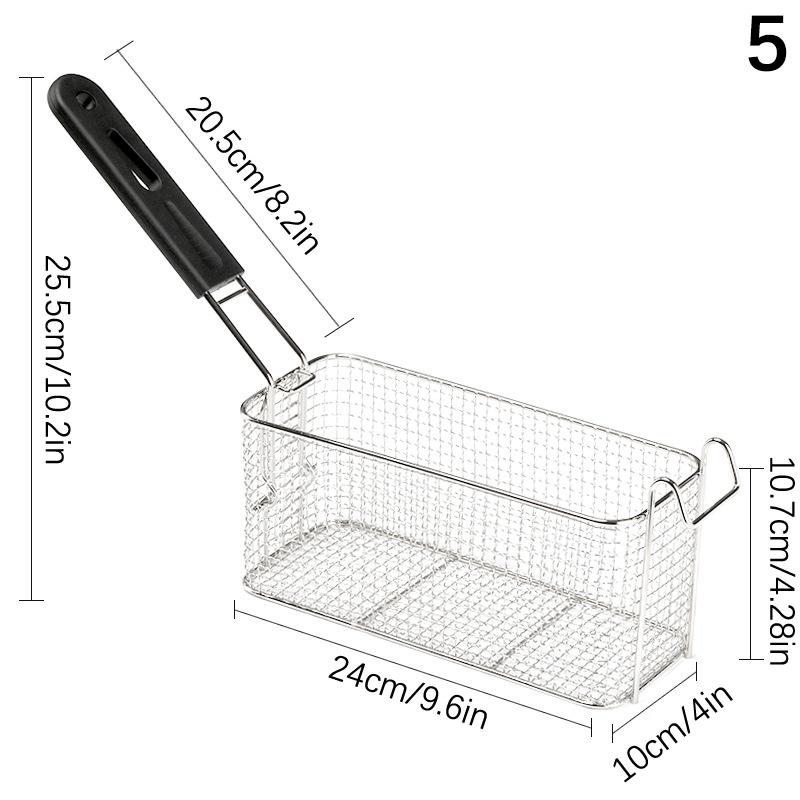 Stainless Steel Fryer Screen French Fries Frame Square Filter Net Encrypt Colander Strainers Shaped Frying Fried Mesh Basket