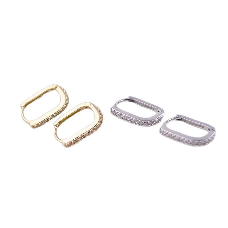 Manchettes d'oreille géométriques style coréen en forme de U incrustées de diamants: Boucles d'oreilles mode femme Été 2025