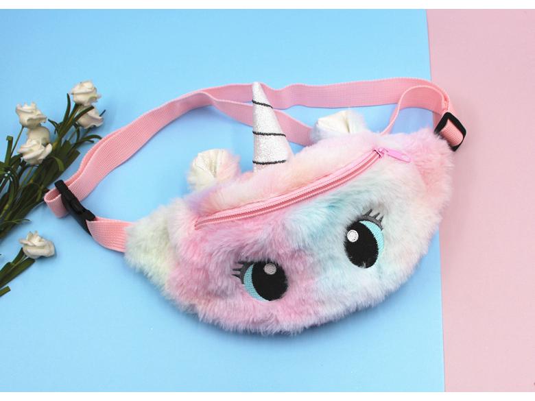 

Cartoon Unicorn Plush Shoulder Bag for Girls - Cute Big Eyes Crossbody & Waist Bag for Kindergarten