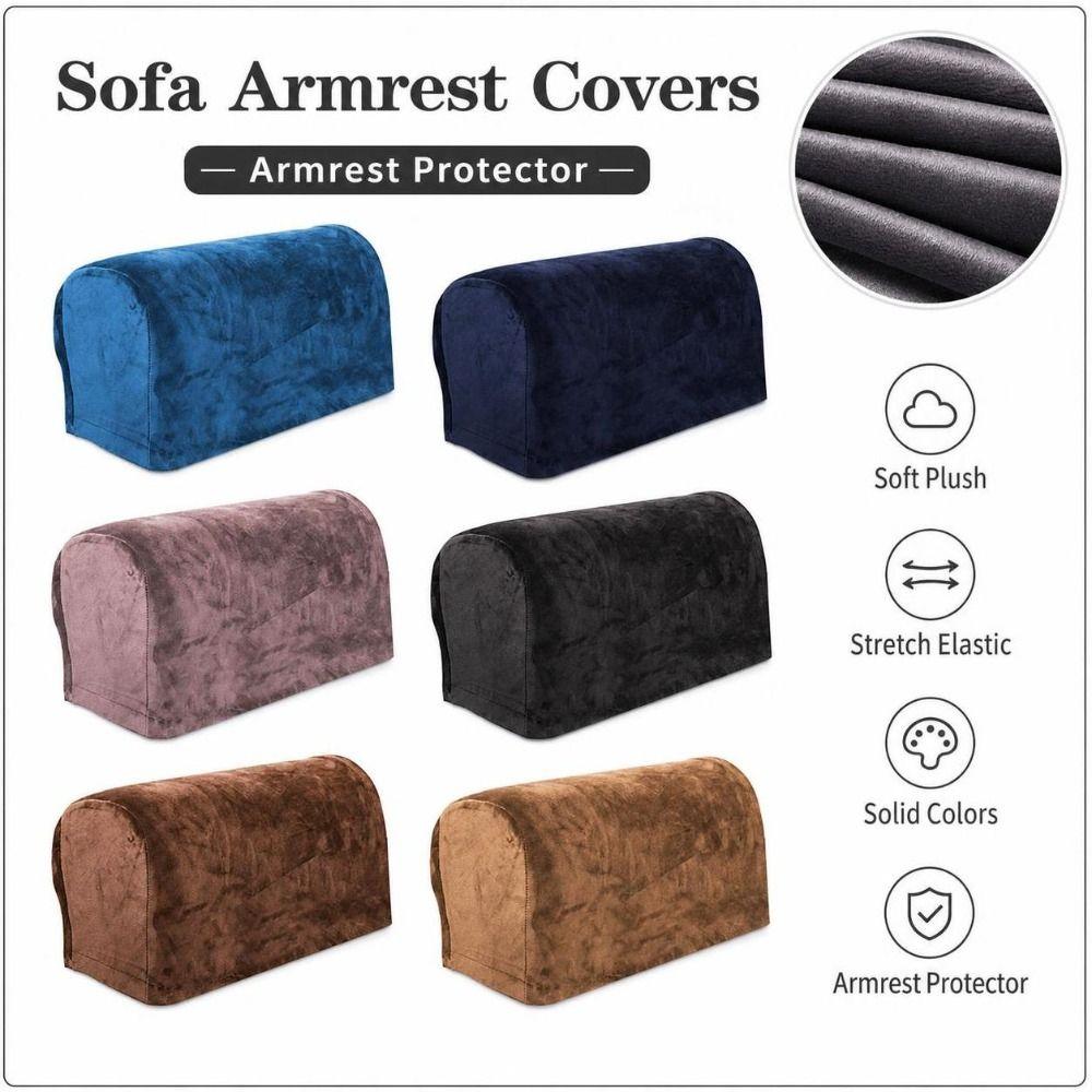1pair Elastic Couch Arm Covers Solid Sofa Arm Protectors Sofa Armrest Covers Living Room Furniture