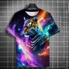 Animal Men's T-shirt 3d Tiger Print Men's Tops Casual Short Sleeve Simple T-shirt Summer Round Neck T-shirt Men's Ultra Clothing