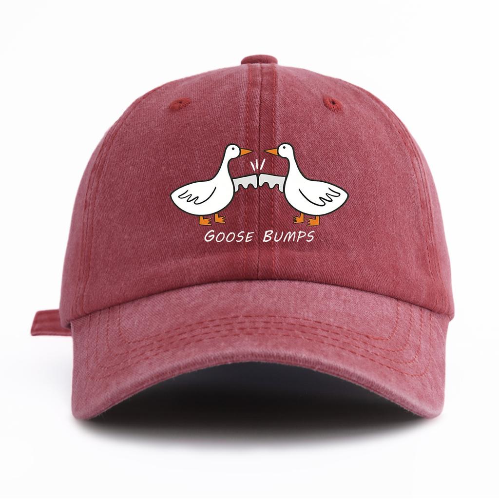 1 Stück GOOSE BUMP Aufdruck Gewaschene Baseballkappe für Erwachsene Minimalistischer Retro-Stil Lässig Weich Verstellbar Dad Hat Perfekt als Geschenk