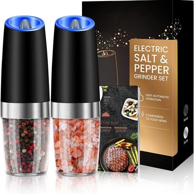 Gravity Electric Salt and Pepper Grinder Set Battery Powered Adjustable Coarseness Mill Grinders Shakers for Kitchen Tools
