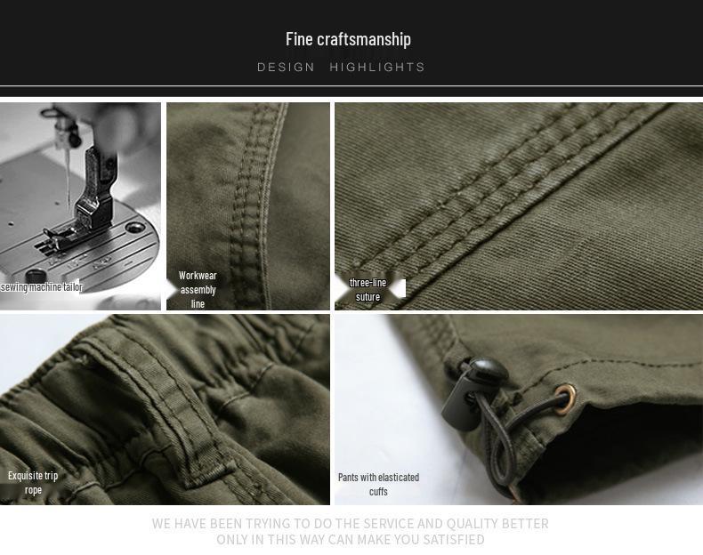 Pánské plážové šortky střední délky z čisté bavlny - Sedmibodový volný střih, nadměrná velikost, letní outdoorové pracovní oblečení.