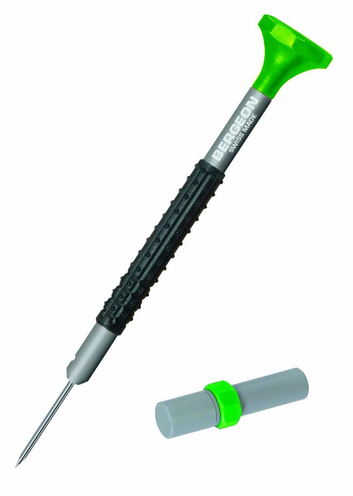 Bergeon 55-604 6899-S10 Watch Repair Kit with Rotating Stand, 10 Ergonomic Screwdrivers, 10 Tubes, and Spare Blades