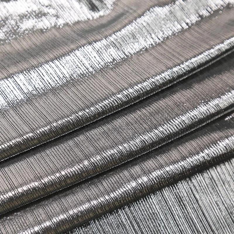 100/300/500cm Metallic Stamping Silver Shiny Fabric Bright Silky Fabric for Diy Sewing Dress Dance Stage Performance Clothes
