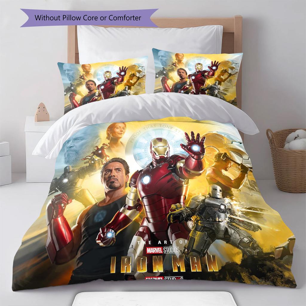 Avengers Iron Man Printed Bedding Set 3Pcs Duvet Cover Set For Kids Bedroom No Sheet No Quilt Core