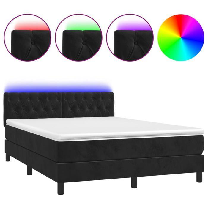 Maison Exclusive - Sommier à lattes de lit avec matelas et LED Noir 140x190 cm