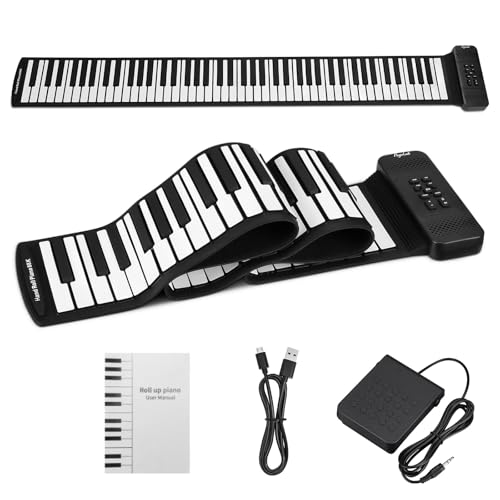 POGOLAB 88-Key Roll-Up Folding Digital Piano with Built-in Speaker, Rechargeable Battery, Lightweight and Portable, Recording and Chord Functions, Ide
