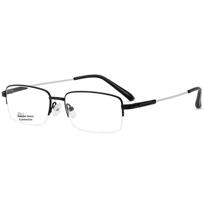 Ultralight Men's Business Titanium Semi-Rimless Eyeglass Frame for Prescription Glasses
